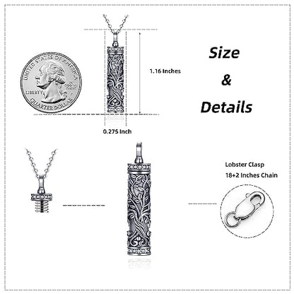 Sterling Silver Tree of Life Flower Celtic Cremation Ashes Urn Pendant Necklace for Women - color: Cylin *Treelife Sty2