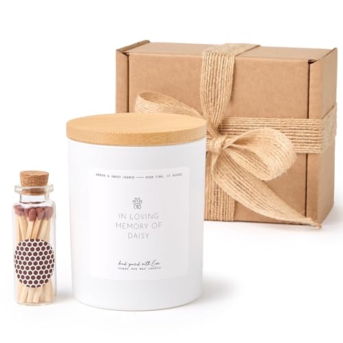 Memorial Candle Gift Box | Personalized in Loving Memory Candle with Matches | Remembrance Keepsake Gift-White/Vanilla - color: White