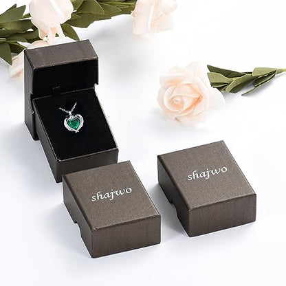 shajwo Angel Wing Heart Urn Ashes Necklace for Women Men | Cremation Jewelry,Birthstone Necklace of Loved One,Memorial Pendant for Human Pet - color: Silver-Green