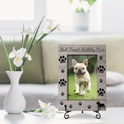 French Bulldog Photo Frame, Dog Memorial Gifts For Women Friend Coworker, Fit 4x6 Picture Frame With Stand Home Desk Decor Tabletop Display, Dog Paw -Txk75 - style: French Bulldog