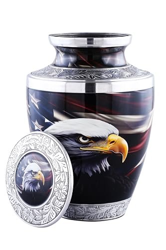 Majestic Eagle Funeral Urn for Human Ashes – Handcrafted Patriotic Tribute for Men or Women by Urns of Dignity (UOD-AMERICANEAGLE25L, Adult)
