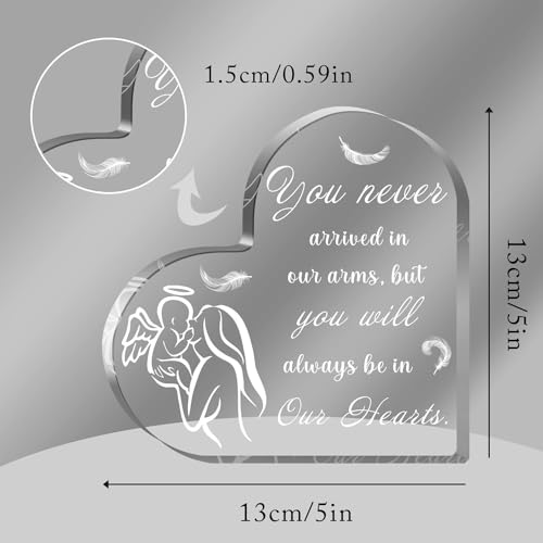 Miscarriage Gifts for Mothers, Miscarriage Condolence Gifts for Mothers, Sympathy Gift for Loss of Baby, Memorial Sorry for Loss Loving Infant, Remembrance Gift, Heart Acrylic Desk Sign, Grieving Gift - style: 043