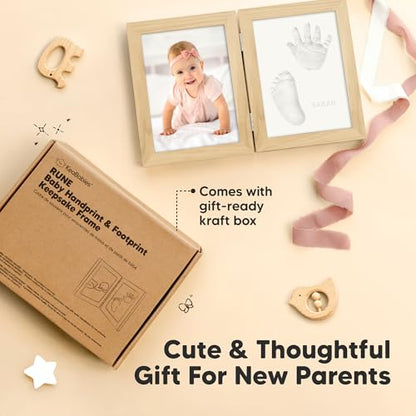 Baby Hand and Footprint Kit, Quick Dry Clay Newborn Keepsake (Ash Wood) | Baby Feet and Handprint, Baby Picture Frame, Cat Dog Paw Print Kit, Personalized New Mom Gifts for Baby Showers & Registry - color: Ash Wood