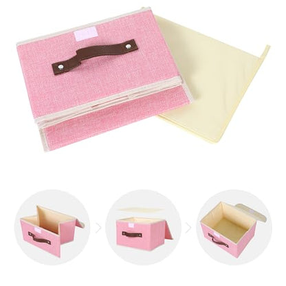 ANMINY Fabric Storage Box Bins with Lids, Pink, 10"x8"x7", 2 Pack - color: Pink, size: Small (Pack of 2)