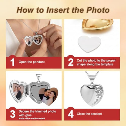 Heart Locket Necklace for Women Butterfly Necklace Holds Pictures Memorial Jewelry Birthday Mother's Day for Women - color: Gold