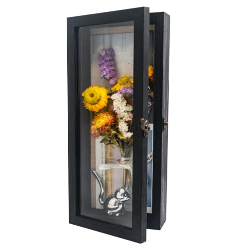 5x12.5 Wall Mounted Shadow Box Frame with Real Glass,Black - color: Black, size: 5*12.5