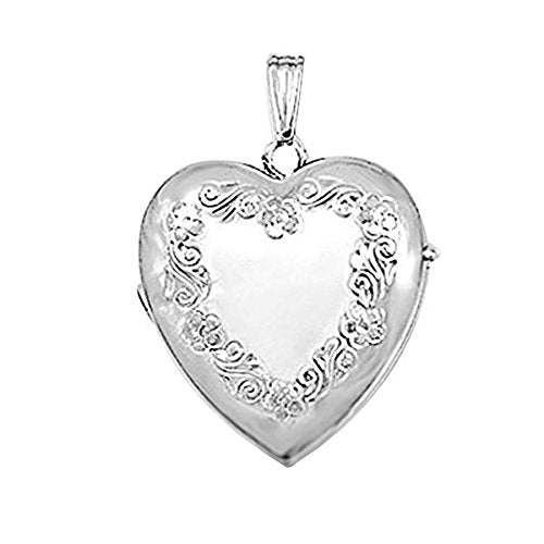 PicturesOnGold.com Sterling Silver Heart Four Photo Locket - 1 Inch X 1 Inch in Sterling Silver