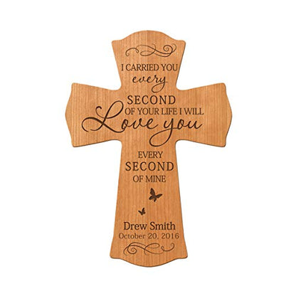 LifeSong Milestones Memorial Wooden Cross 8.5x11 I Carried You (Butterfly) Condolence Funeral Remembrance in Loving Memory Bereavement Gift for Loss of Loved One (Cherry) - color: Cherry