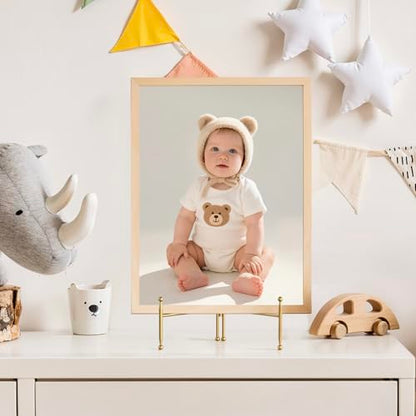 Display Stand for Plate, Foldable Metal Plate Stand for Table, Decorative Easel Holder for Picture Frames, Photos, Wedding Cards, Sign Posters, Cavas, 8-inch Gold