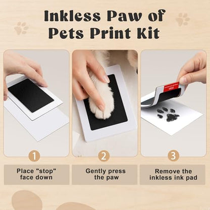 Paw of Dogs Print Kit with Black Frame, Dog Nose Print Kit, 2pcs Inkless Ink Pads, 4pcs Imprint Cards, Paw of Pet Print Impression Kit, Dog Cats Footprint Keepsake Gifts - color: black