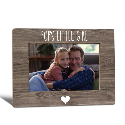 Pop Grandpa Gifts From Granddaughter Picture Frame, Grandpa Gifts for Father's Day, Pop's Little Girl Photo Frame 4X6, Grandfather Wooden Photo Picture Frames for Desk Tabletop Decor - color: pop