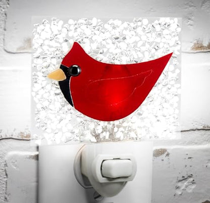 Stained Glass Night Light, Red Cardinal, Bird, Plug in nightlight for Bedroom/Bathroom/Stairway/Hallway Home Decor NTL 227 | Bird, Plug in nightlight, Bedroom/Bathroom/Stairway/Hallway Home Decor, NTL 227