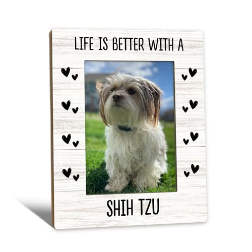 Shih Tzu Gifts Dog Picture Frame 5x7, Gifts for ShihTzu Lovers Owners Photo Frame, Life is Better with a Shih Tzu Dog Wooden Picture Photo Frames for Desk Home Room Decor - color: shih tzu