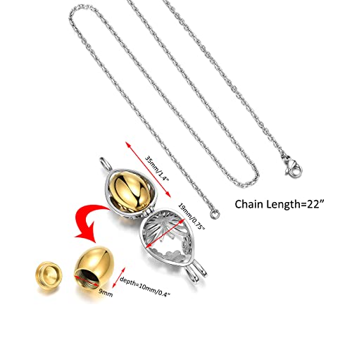 Zysta Cremation Jewelry Urn Necklace for Ashes Teardrop Butterfly Urn Memorial Locket Pendant Necklace Hollow Flower Jar Keepsake Cremation Jewelry for Women - color: Golden