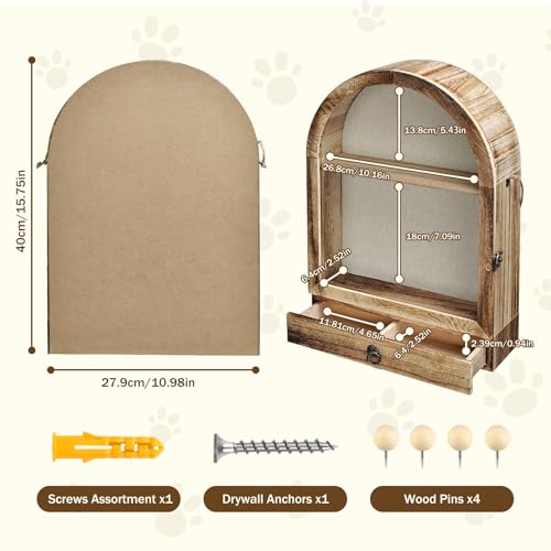 Pet Memorial Shadow Box, Arch Wooden Keepsake Display | 3 Layer Storage | Photo, Collar & Ashes Display | Wall Mounted or Tabletop | Sympathy Gift | Timeless Tribute