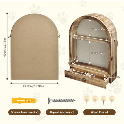 Pet Memorial Shadow Box, Arch Wooden Keepsake Display | 3 Layer Storage | Photo, Collar & Ashes Display | Wall Mounted or Tabletop | Sympathy Gift | Timeless Tribute