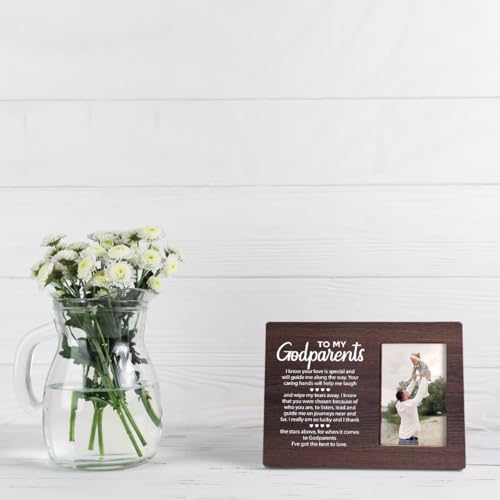 Wooden Godparents Photo Frame - Tabletop Display, Holds 4x6 Inches, Appreciation Gift - color: color