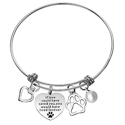 Xiahuyu Pet Memorial Bracelet Gift If Love Could Have Saved You You Would Have Lived Forever Bracelet Loss of Pet Gifts Sympathy Gifts for Loss of Dog In Memory of Dog Cat Gift