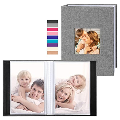 Ywlake Photo Album 4x6 50 Pockets 2 Packs, Small Mini Capacity Linen Photo Album Bulk Sets, Each Pack Holds 50 Top Loader Vertical Only Picture for Kids Boy Girls Grey - color: Grey, size: 50 Pockets/2PK
