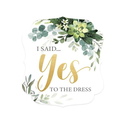 Lush Greenery I Said Yes To The Dress Sign / 10" x 12" Elegant Floral Wedding Shop Sign/Made In The USA - color: Lush Greenery, style: Yes to the Dress