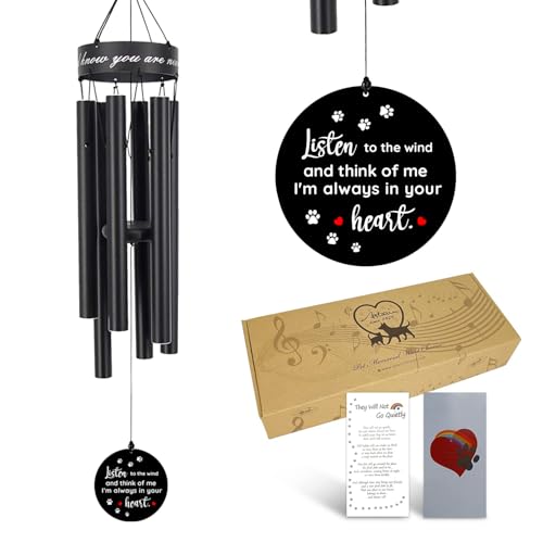 Pet Memorial Wind Chime, 30 Inches Paw Print Pet Remembrance Gift - color: Listen to