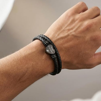 YOUFENG Urn Bracelet for Human Ashes Leather Cremation Knot Cross Bracelet Stainless Steel Keepsake Cuff Bangle Jewelry for Men - color: Heart