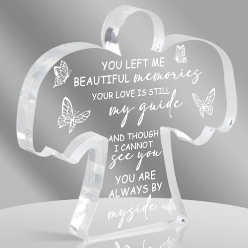 Remembrance Gift, Sympathy Condolence Gift, Memory Angel Acrylic Decorative Sign, Memorial Ornament Gift for Loss of Mother Mom Father Dad, Memory Sign for Home Living Room Desk Centerpiece Decor - style: 019