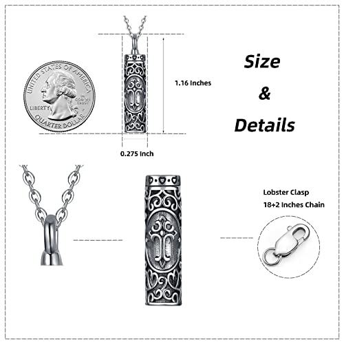 Sterling Silver Flower Tree Life Cremation Urn Necklace for Women - color: Cylin *Cross