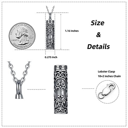 Sterling Silver Flower Tree Life Cremation Urn Necklace for Women - color: Cylin *Cross