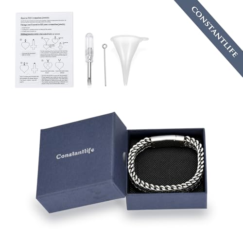 constantlife Cremation Bracelet for Ashes Men Memorial Jewelry Stainless Steel Hand Chain Personalized Customization Keepsake - 7.1 in/ 7.9 in/8.7 in/9.5 in - color: C-Customize
