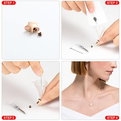 memorial jewelry Small Star Charm Cremation Urn Pendant Ashes Memorial Necklace for Woman Free Filling Kits Include - color: Rose Gold
