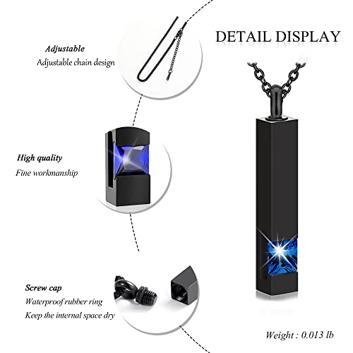 5 Pcs Urn Necklace for Ashes Keepsake Cremation Jewelry Heart Cross Cubic Stainless Steel Urn Keepsake Necklace Crystal Memorial Locket Ashes Jewelry for Women Men Loved Ones - color: blue