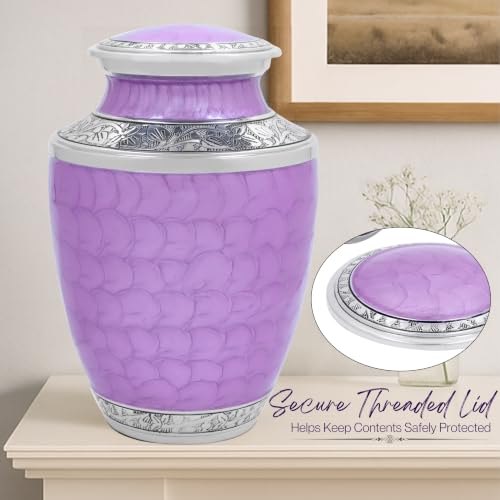 Alpha Living Home Cremation Urn, Adult, 200+ cu in, Purple Silver - color: Purpal, size: Hand Engraved
