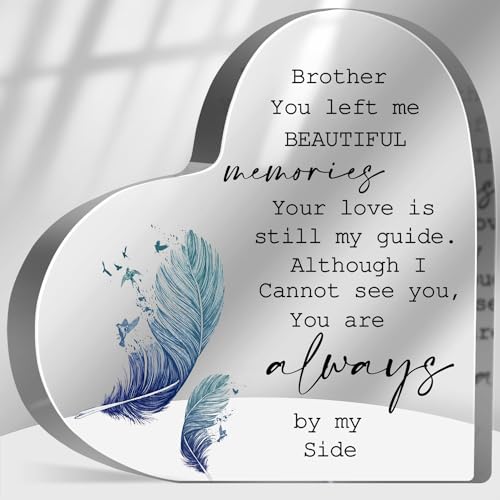 Sympathy Memorial Gifts for Loss of Men, Loss of Brother Sympathy Gifts, Bereavement Condolences Grief Gifts, Funeral Memorial Decor Sign, Remembrance Plaque for Loss Brother Friend - color: Brother(feather)