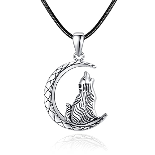 KINGWHYTE Urn Necklace for Ashes S925 Sterling Silver Cremation Jewelry for Ashes of Loved Ones Keepsake Memorial Pendant for Women - style: Wolf