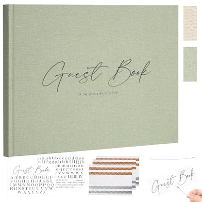 Vienrose Wedding Guest Book Journal, Wedding Registry Must Haves Things with 80 Blank Pages, Linen Photo Guestbook to Sign at Reception Party, Create Your Customizable Memory Album, Dusty Sage Green - color: Dusty Sage Green