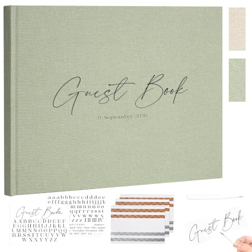 Vienrose Wedding Guest Book Journal, Wedding Registry Must Haves Things with 80 Blank Pages, Linen Photo Guestbook to Sign at Reception Party, Create Your Customizable Memory Album, Dusty Sage Green - color: Dusty Sage Green