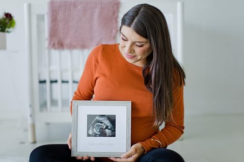 Kate & Milo Love at First Sight Rustic Sonogram Photo Frame | Holds 4" x 5" Ultrasound Photo, Rustic Neutral Design, Easel or Wall Display, Pregnancy Announcement Keepsake - style: Love at First Sight