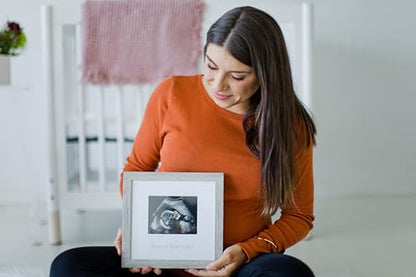 Kate & Milo Love at First Sight Rustic Sonogram Photo Frame | Holds 4" x 5" Ultrasound Photo, Rustic Neutral Design, Easel or Wall Display, Pregnancy Announcement Keepsake - style: Love at First Sight