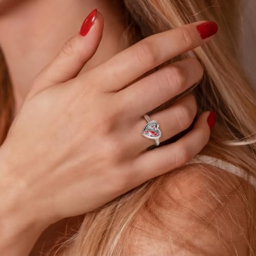 925 Sterling Silver Red Cardinal Urn Rings for Women Hold Loved Ones Ashes Memorial Ring Keepsake Cremation Jewelry for Ashes