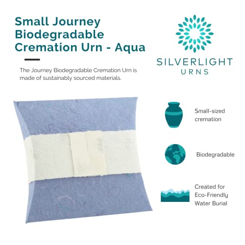 Small Journey Earthurn Aqua by Passages International, Biodegradable Urn for Ashes--Earth or Water Burial, Blue Small Urn - color: Aqua