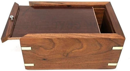 Handcrafted Indian Rosewood Pet Urn with Brass Paw Prints | Decorative Wooden Memorial Box for Dog & Cat Ashes (Medium-95 LB) - size: Medium