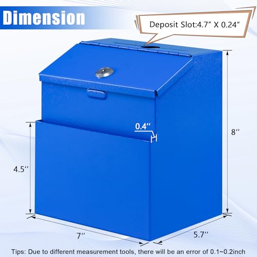 KYODOLED Suggestion Box with Slot and Lock, 50 Suggestion Cards, Blue - color: Blue, size: 8 x 5.7 x 7 Inch
