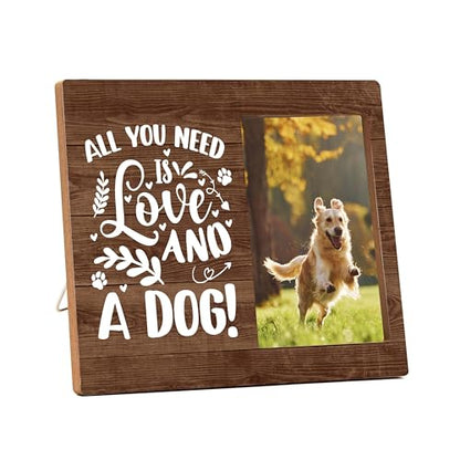 Dog Picture Frame, Cute Pet Wood Photo Frame, Dog Lover Gifts, Sympathy Gifts for Loss of Dog, All You Need Is Love And A Dog Frame, Pet Remembrance Gifts -c05 - style: Dog