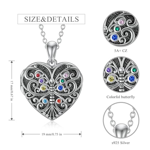 Dorunmo Locket Necklace 925 Sterling Silver Pictures Photo Keep Someone Near to You Custom Lockets Mother's Day Jewelry Personalized Photo Locket Gifts - color: K-Butterfly, style: Locket Only