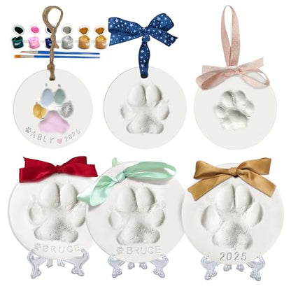 MYPAWLETS Dog Cat Pawprints Keepsake Kit,3 Round,Clay Paw Print Ornaments - size: Make 3（3 circles）