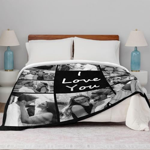 XINLING Custom Memorial Blanket with Pictures for Loss of Loved One Personalized Photo Blanket Customized Sympathy Gifts in Memory of Mom Dad Grandma Grandpa(10 Photos) - color: 10 Photos