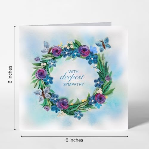 Sympathy Card, Pet Memory Loss Memorial, Quilling Cards for Condolence, Grief, Thinking Of You (Rose and Violet Sympathy) - color: Rose and Violet Sympathy