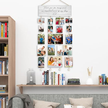 Orchroma Thank You Teacher Gifts Photo Picture Framed Collage Goard,Hanging Photo Display with Clips,Thank You for Being Such an Important Piece of My Story Wall Decor for School Teacher Classroom