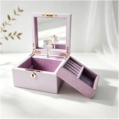 LIHOU PAPAQ Wooden Ballerina Musical Jewelry Box for Girls and Women - Music Chest,Jewelry Storage Box,Gifts for Christmas,Birthday,Valentine's Day and All Holidays